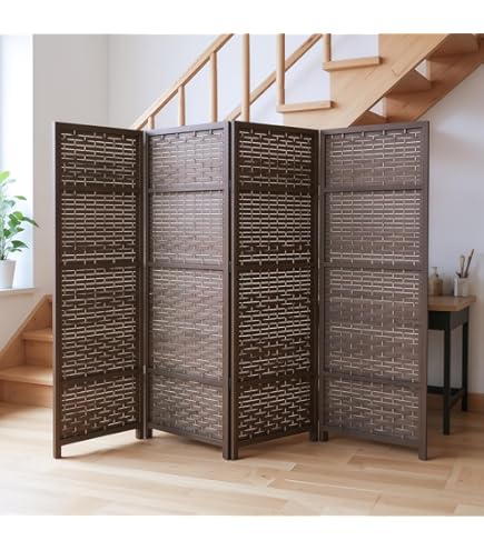 Amazon｜オフィスパーテーション ダークブラウン 茶色 衝立 4連 高さ